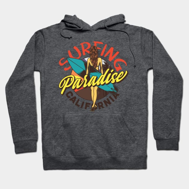 Surfing Paradise California Hoodie by CyberpunkTees